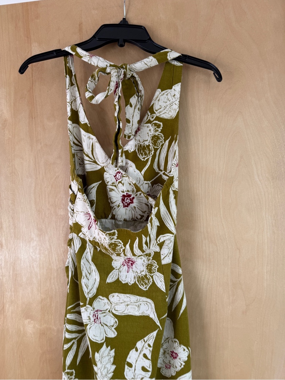 ZARA Tropical Floral Halter Midi Dress – Olive & Cream: XS - Picture 11 of 16